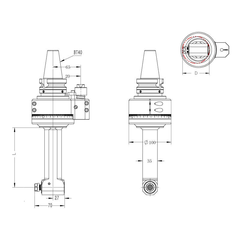 standard 90° right angle head (dk90 bt40 er series)