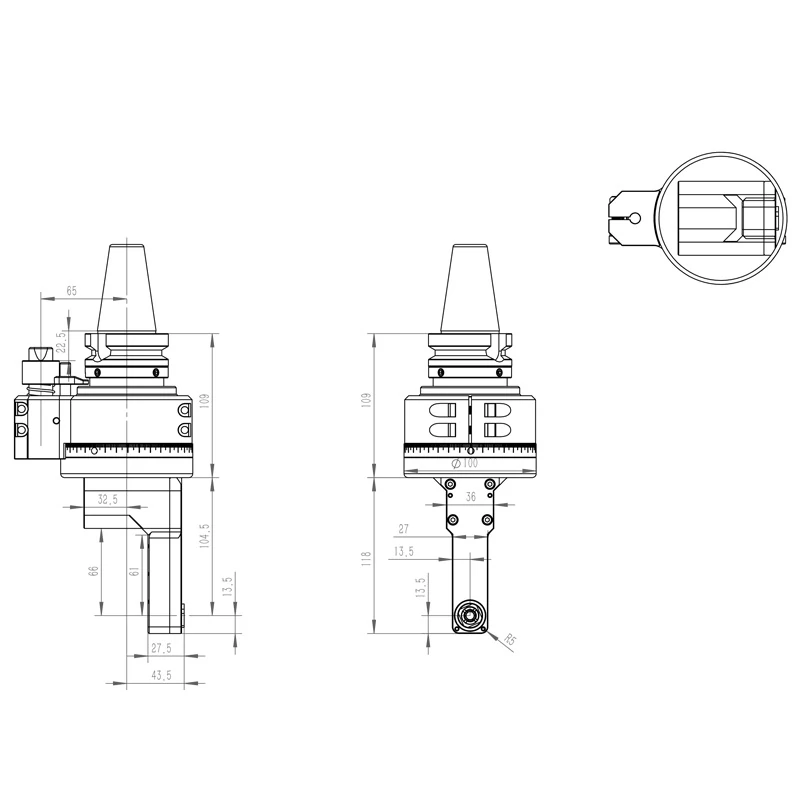 slim 90° right angle head (dk90 bt40 dc collet series)