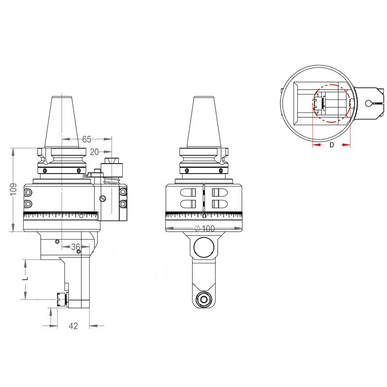 slim 90° right angle head (dk90 bt40 dc collet series)
