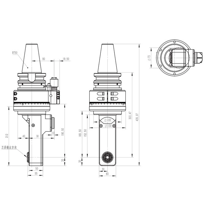 slim 90° right angle head (dk90 bt50 dc collet series)