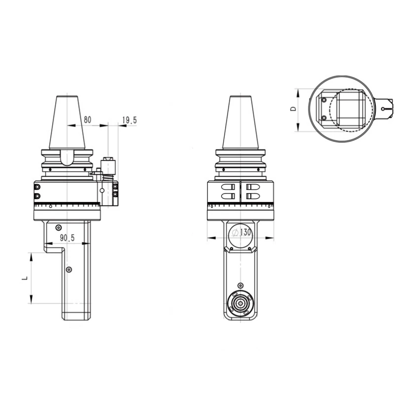slim 90° right angle head (dk90 bt50 dc collet series)