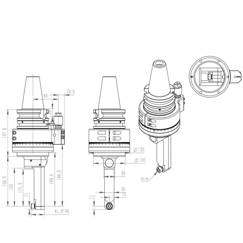 slim 90° right angle head (dk90 bt50 dc collet series)