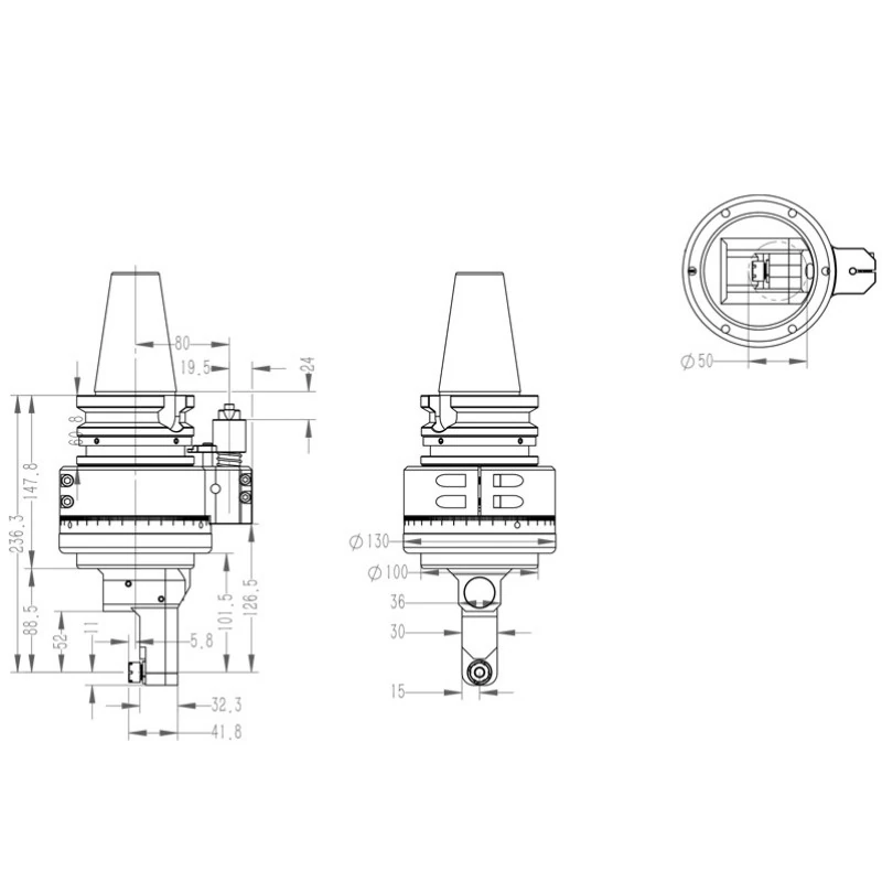slim 90° right angle head (dk90 bt50 dc collet series)