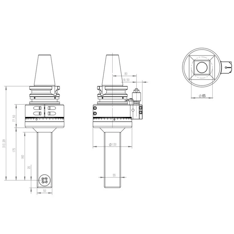 slim 90° right angle head (dk90 bt50 dc collet series)
