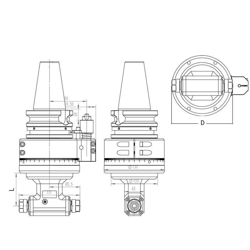 heavy duty dual output 90° right angle head (dk90 bt50 2x series)