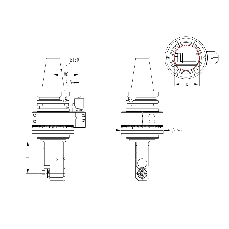 slim 90° right angle head (dk90 bt50 er mini nut series)
